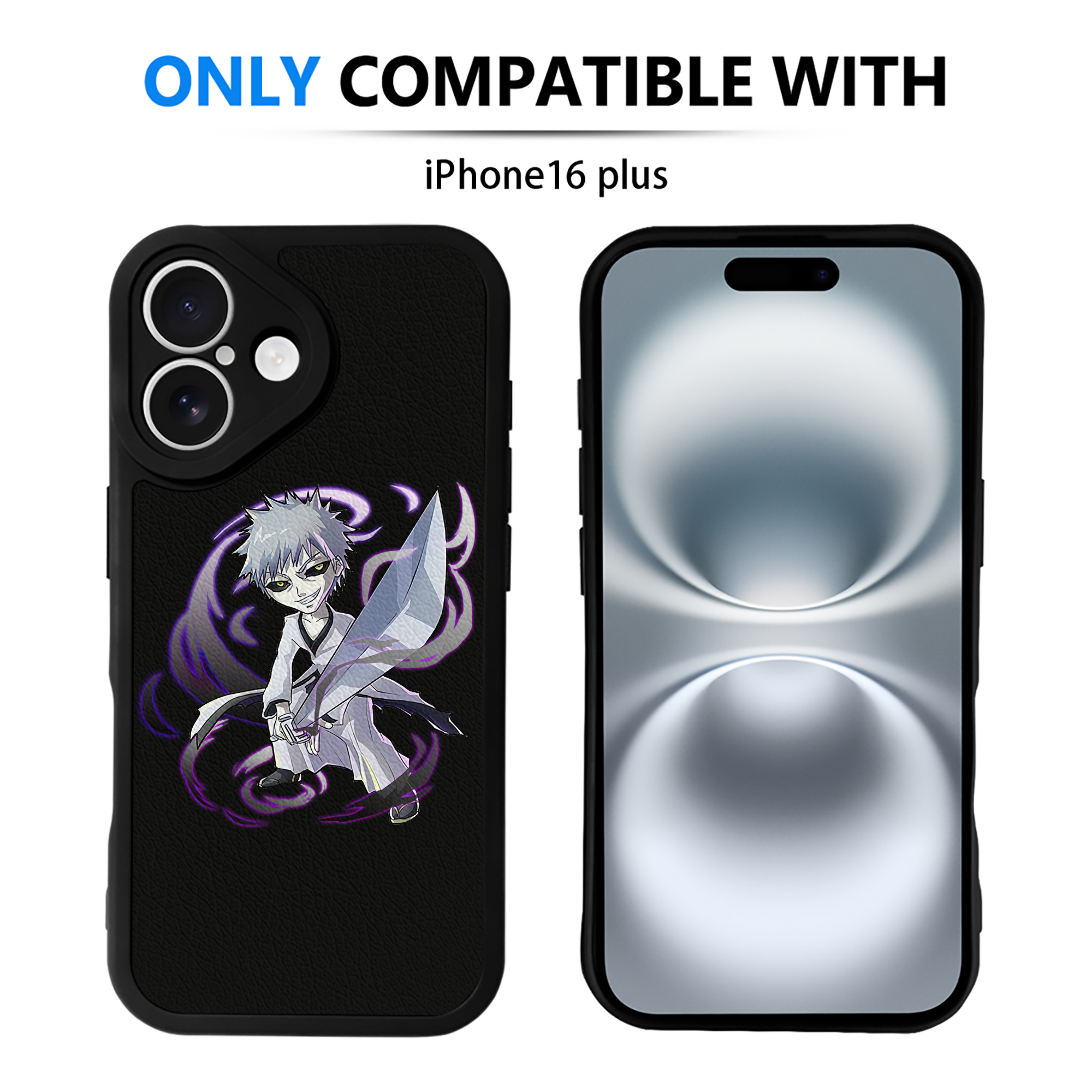 （画像用） ブリーチ 黒崎一護（くろさき いちご）BLEACH Kurosaki Ichigo 【iPhone 16シリーズ対応】シリコンスマホケース（レザー調） 材質：シリコン